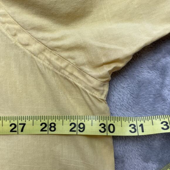 Vintage Polo Ralph Lauren Curham Loop Collar Shirt Mens 2XLT Yellow Linen Blend - Picture 7 of 9